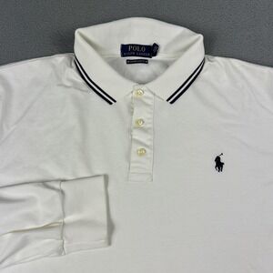 Polo Ralph Lauren Polo Shirt Mens XL White Long Sleeve Custom Slim Fit Pony Logo